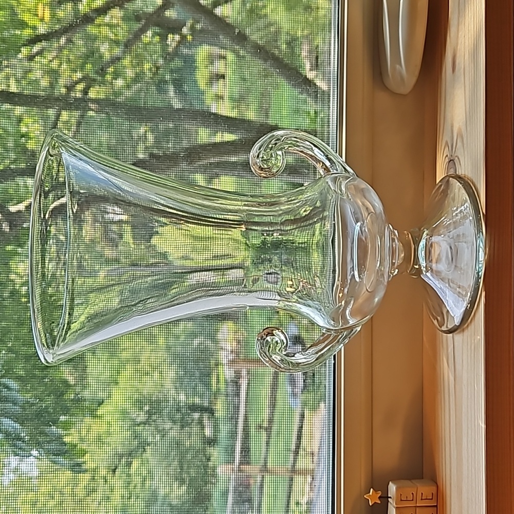 Vintage Tiffin Glass Coronet Etched Footed Urn Vase with Handles Large